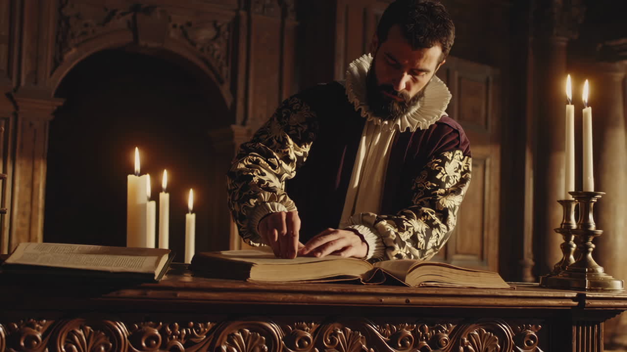 A Scholar in Renaissance Era Library