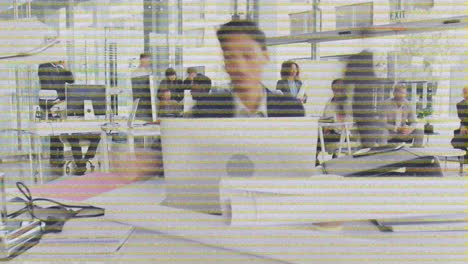 busy office in fast motion