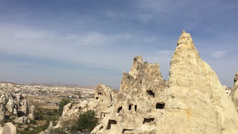 aerial view of famous uchisar in cappadocia, turkey