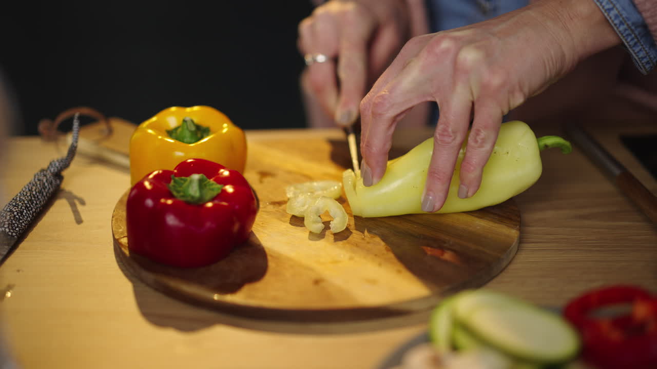 Preparing peppers for cooking