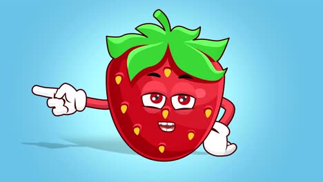 cartoon strawberry face animation left pointer grumble displeased with alpha matte