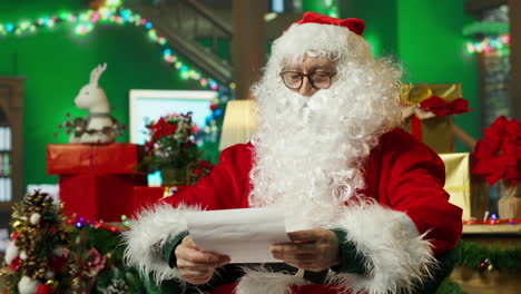 santa claus reading a letter