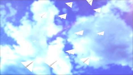 animación de un avión de papel volando en bucle