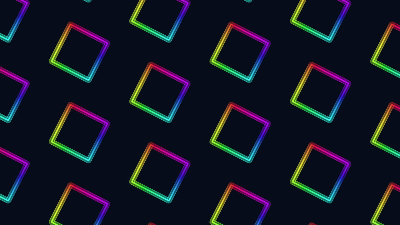 어두운 공간에서 무지개 사각형 패턴