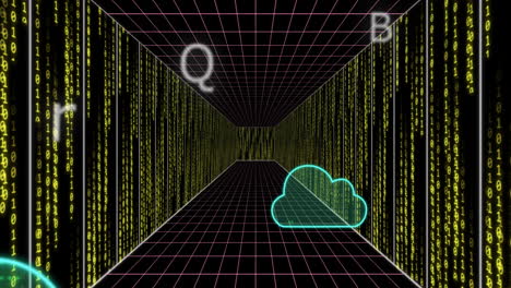 animation of digital clouds over data processing