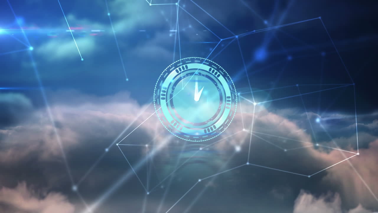 Animation of network of connections over clock moving fast