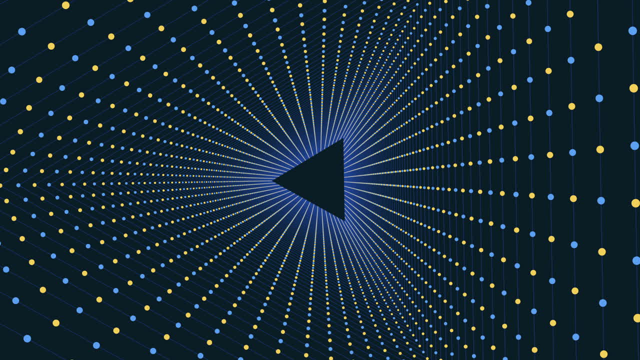 objeto triangular de pirámide geométrica con puntos vibrantes en fondo negro