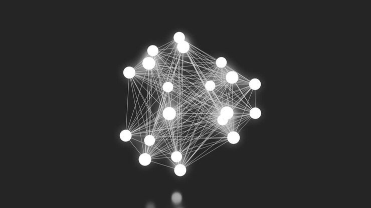 Abstract network undulating in a seamless loop.