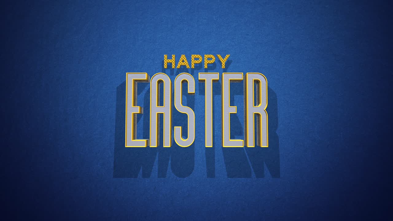 Testo Buona Pasqua retrò su texture vintage blu in stile anni '80.