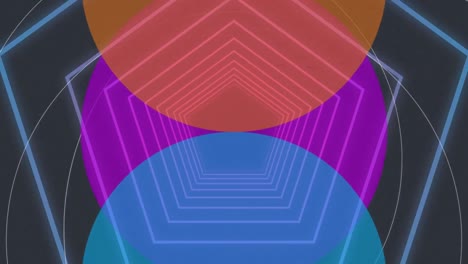 animation of moving pink geometrical shapes over blue background