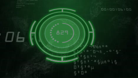 animation of interference over scope scanning with data processing on black background
