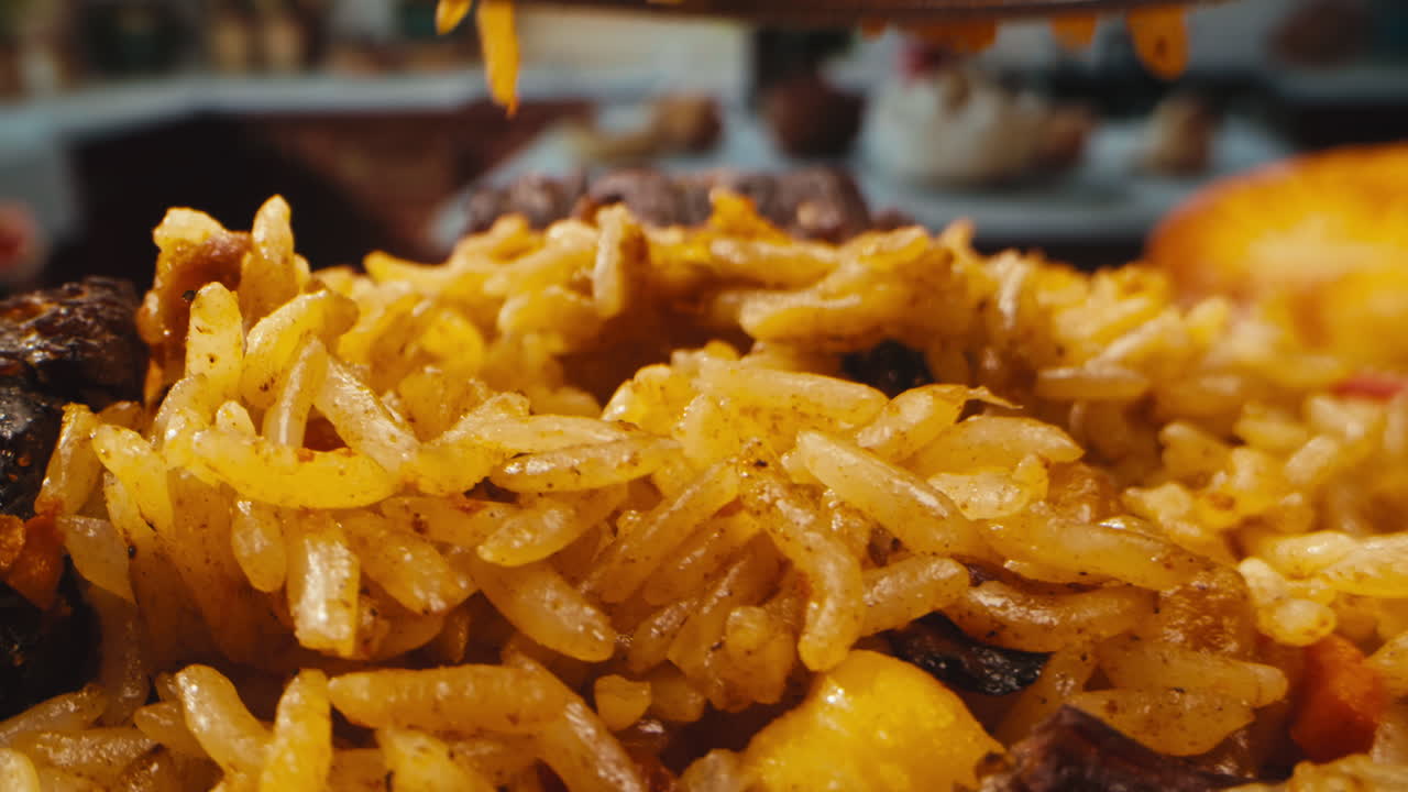 primer plano de un delicioso y aromático plato de arroz