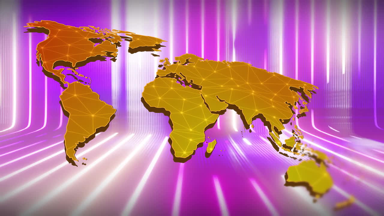 Premium stock video - Animation of network of connections over world map