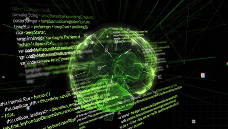 Animation-of-data-processing-and-brain-on-black-background