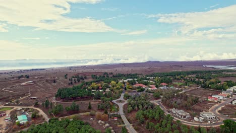 drone shot of ortal in the golan heights israel