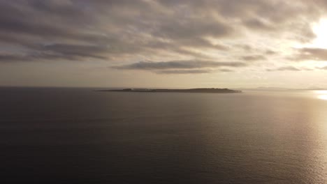 Aerial-view-of-sunset-at-Gorriti-Island,-Uruguay