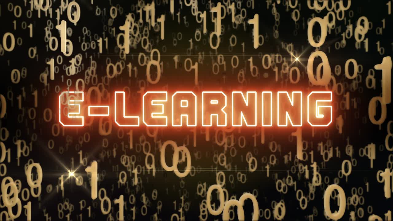 Golden E-Learning concept with digital code