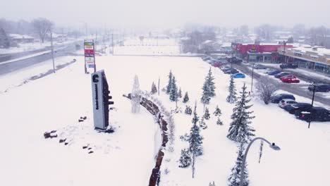 snow covered city longueuil canada spring snow storm blizzard north america