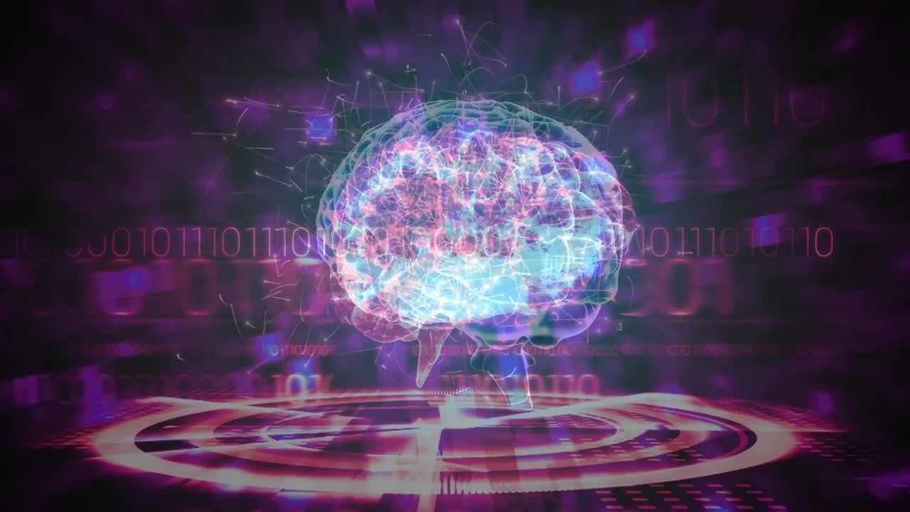 Science Composition Animated brain colored in purple and pink