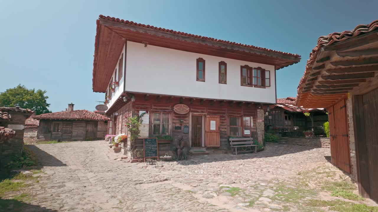 Traditional Balkan restaurant house in pretty tourist rustic village