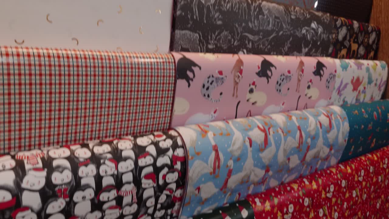 Artistic creations turned into designs on wrapping paper