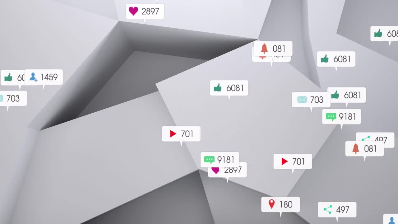 추상적인 패턴 위에 소셜 미디어 데이터 처리의 애니메이션