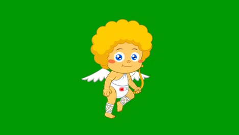 bebé cupido personaje de dibujos animados disparando flechas de corazón