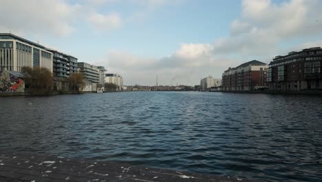 drone shot of dublin's docklands