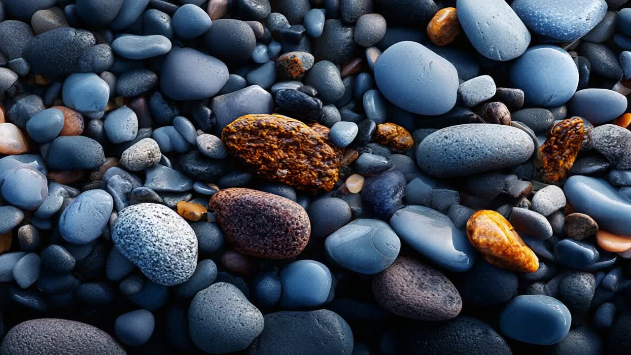 A Stunning Close-Up of Multi-Colored Pebbles and Stones, Showcasing Their Unique Textures and Patterns Against a Dark Background in Vibrant Detail