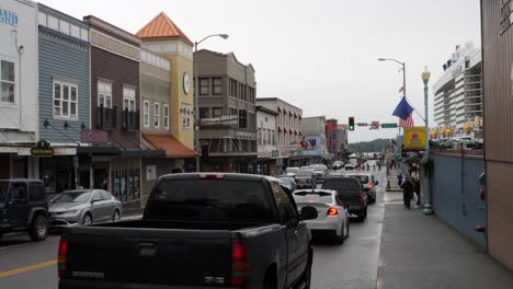 alaskan town street scene with cruise ship