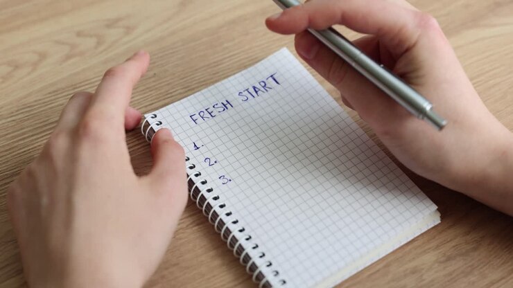 Fresh start goals on a notepad