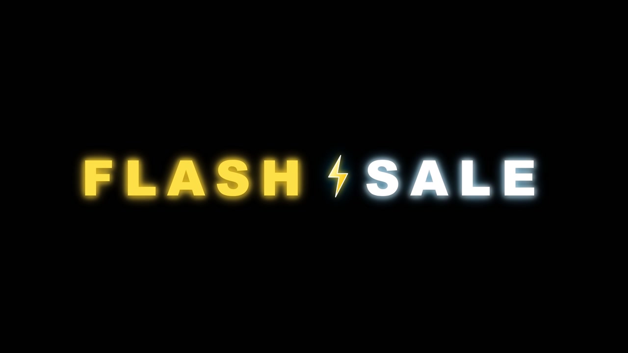 Animazione testuale Flash Sale su sfondo nero