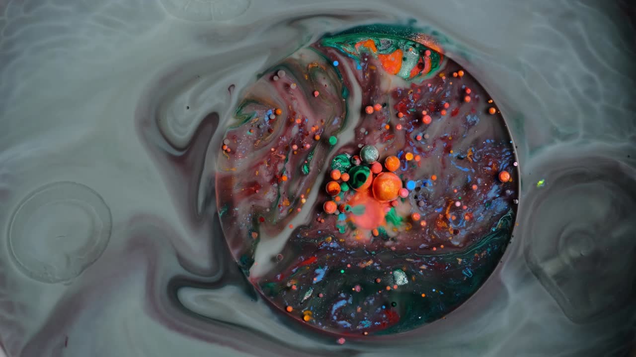 pintura colorida y burbujas fondo abstracto video 4k