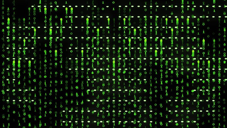 Animation of binary coding and data processing