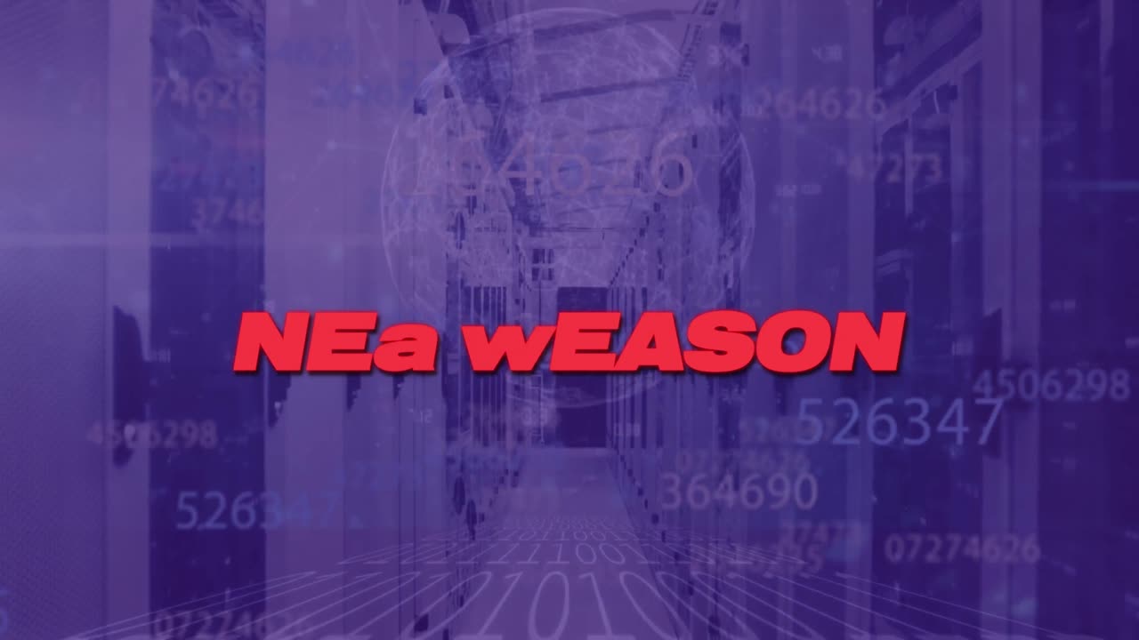 animación del texto de la nueva temporada y procesamiento de datos en la sala de servidores