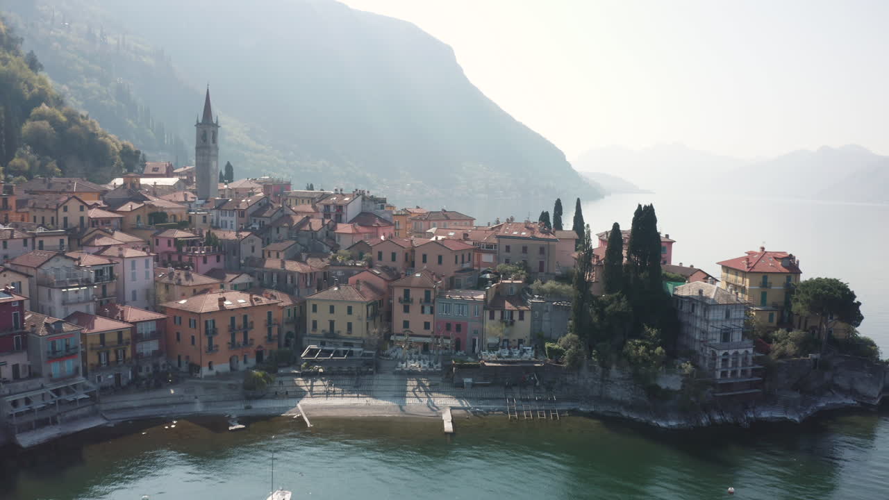 Drone View of Varenna Landscape, on Lake Como, in Italy