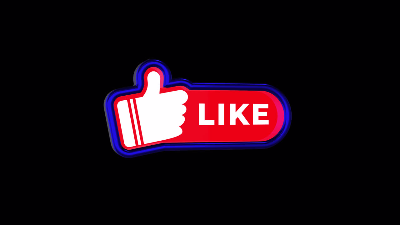 3D Animated Like Button Rotating on Black Background