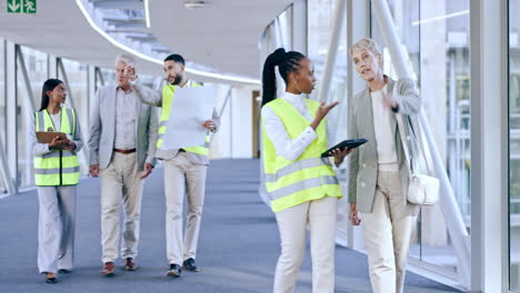 woman, architect and team in construction planning