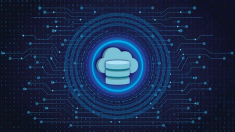 Ciberseguridad,-Base-De-Datos-Segura,-Almacenamiento-Encriptado,-Iaas,-Paas,-Concepto-Saas-Mostrado-Con-Iconos-De-Base-De-Datos-Y-Nube