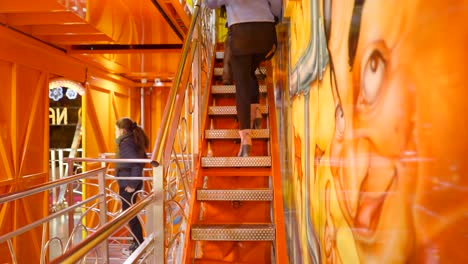 orange amusement park stairs