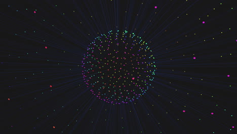 vibrant 3d spiral composed of colorful dots, denser at the center, dispersed towards the edges, creating an eye-catching and dynamic visual impression of movement and energy