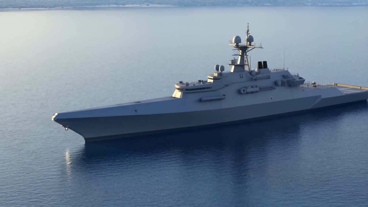 Modern Naval Warship on Calm Water