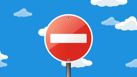 prohibiting travel round road sign animation.