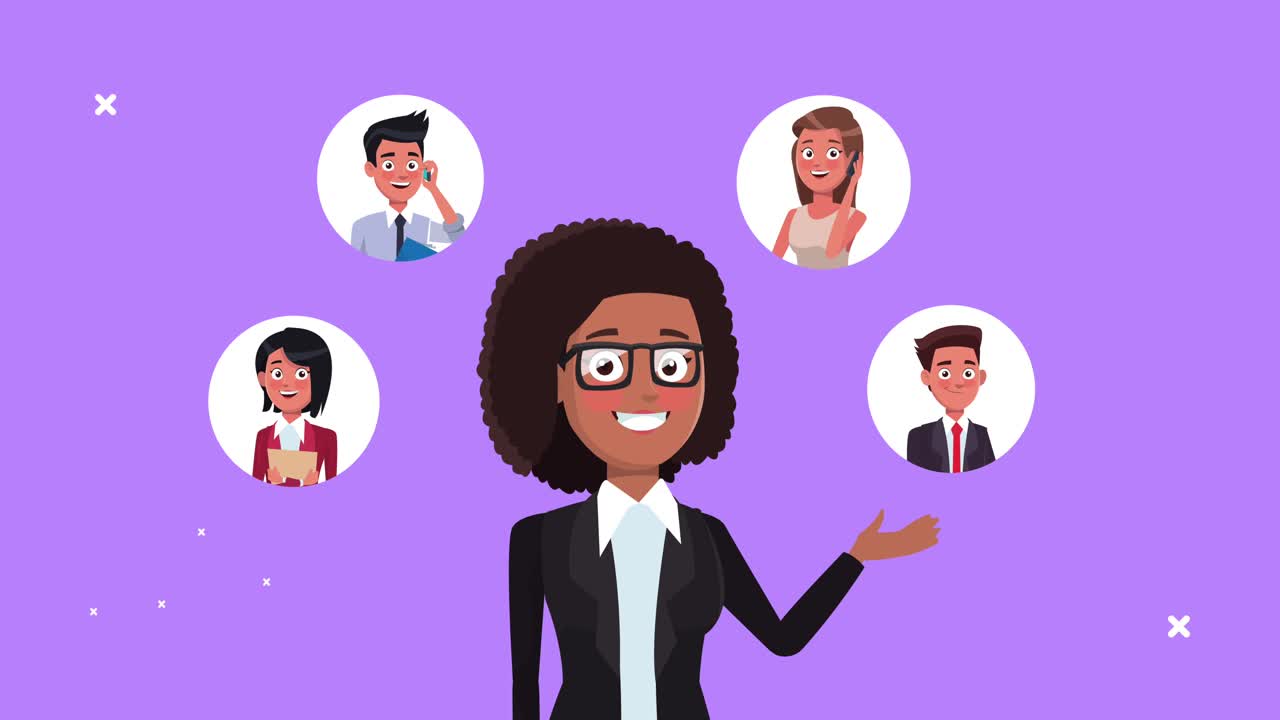 successful afro businesswoman with team people