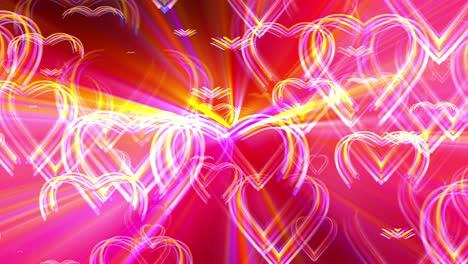 un corazón rayado brillante revela un bucle de rayos de luz