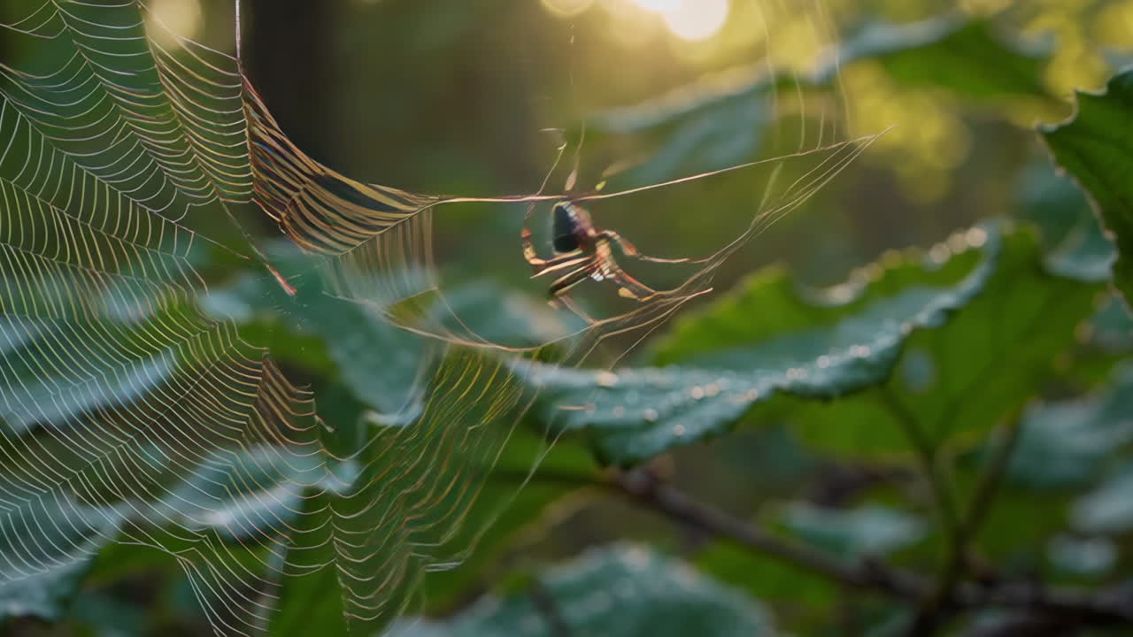 Spider on a web in the forest