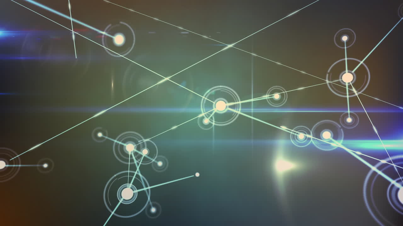 animación de la red de conexiones sobre senderos de luz azul contra un fondo gris