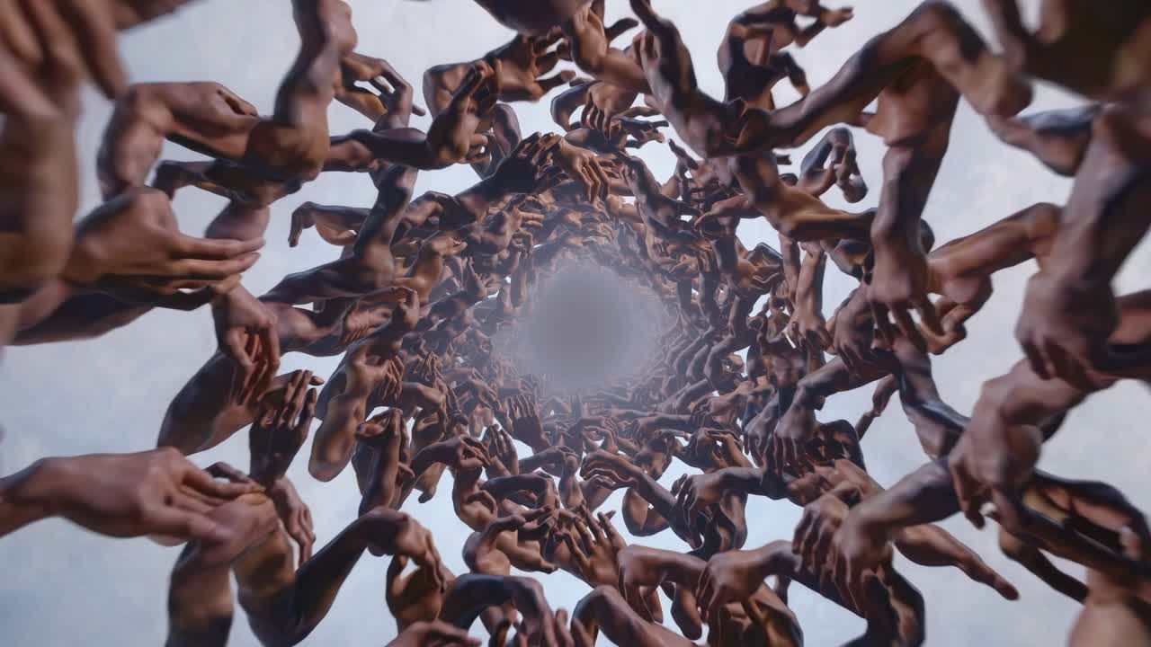 Surreal Spiral Formation Of Human Hands