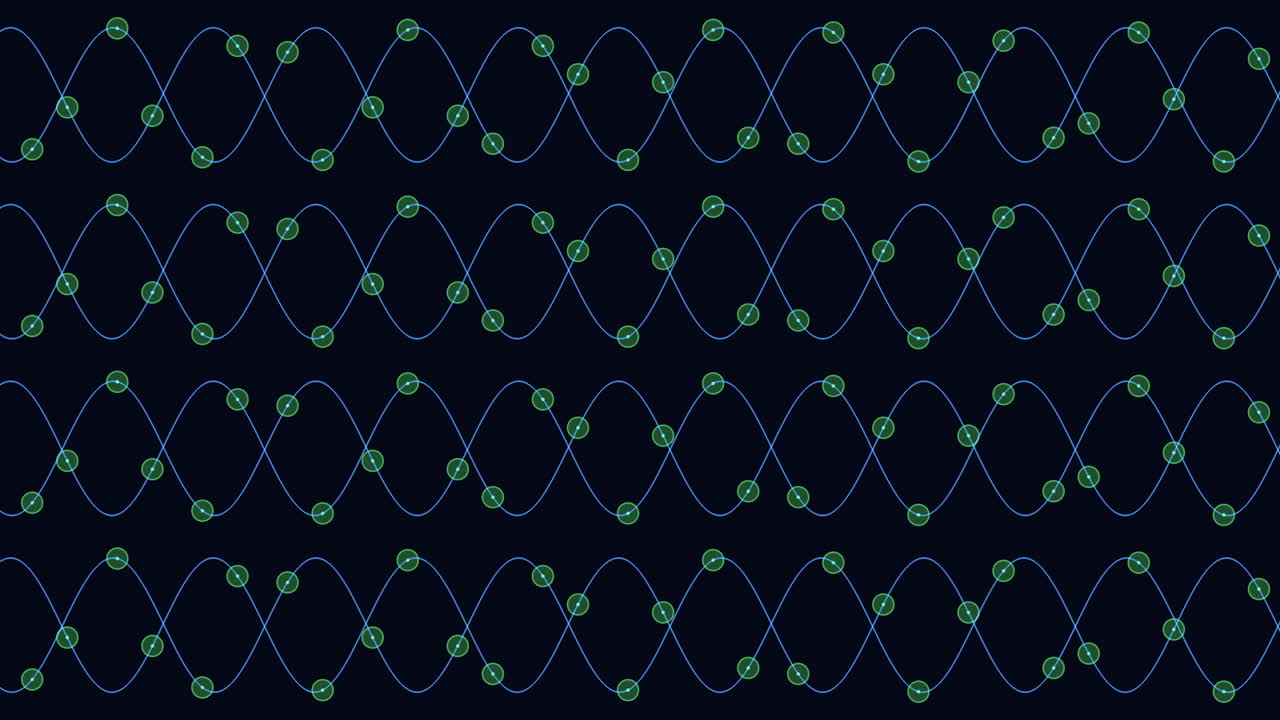 Connection and elegance waves pattern with neon sparkles on black gradient