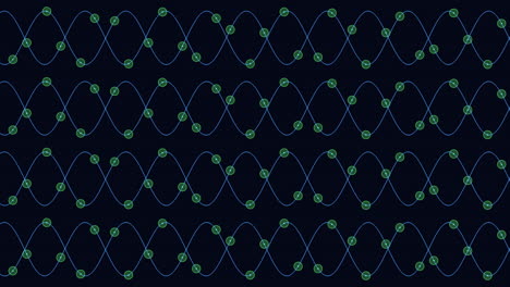 connection and elegance waves pattern with neon sparkles on black gradient